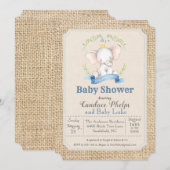 Invitation à la baby shower Elephant Boy (Devant / Derrière)
