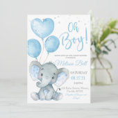 Invitation à la Baby Shower Elephant Boy Thème Élé (Debout devant)