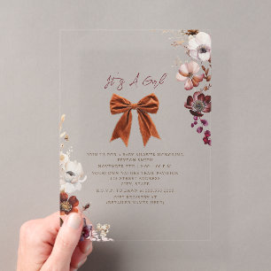Invitation à la baby shower fille automne hiver av