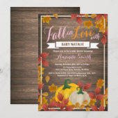 Invitation à la baby shower fille automne rustique (Devant / Derrière)