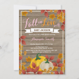 Invitation à la baby shower fille automne rustique