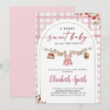 Invitation à la Baby Shower Fille aux Fraises Sucr
