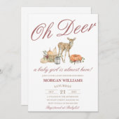 Invitation à la Baby Shower Fille Cerf (Devant / Derrière)