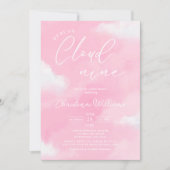 Invitation à la Baby Shower Fille Rose Cloud 9 (Devant)