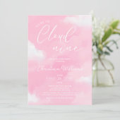 Invitation à la Baby Shower Fille Rose Cloud 9 (Debout devant)