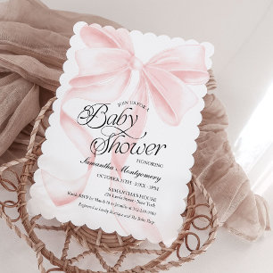 Invitation à la baby shower Fille Ruban Coquette R