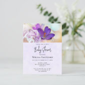 Invitation à la baby shower Fleur de printemps vio (Debout devant)