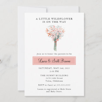 Invitation à la baby shower Fleur sauvage en route