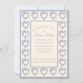Invitation à la Baby Shower Fleurs Bleues Cœurs et (Devant)
