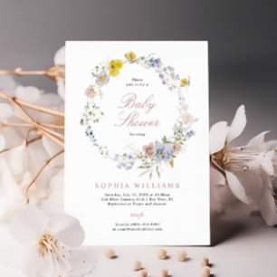 Invitation à la baby shower Fleurs sauvages Boho d