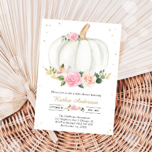 Invitation à la baby shower Floral Pumpkin