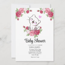 Invitation à la Baby Shower Florale au thème de Ch
