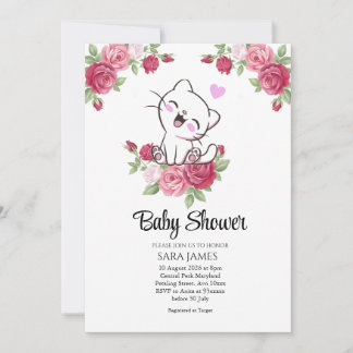 Invitation à la Baby Shower Florale au thème de Ch