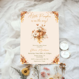 Invitation à la baby shower florale automnale Litt