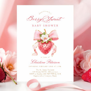 Invitation à la baby shower florale Coquette Berry