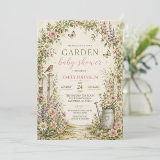 Invitation à la baby shower florale de jardin