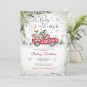 Invitation à la Baby Shower Forêt d'Hiver (Debout devant)