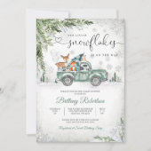 Invitation à la Baby Shower Forêt d'Hiver (Devant)