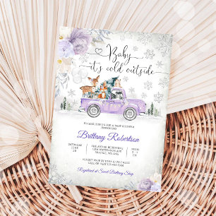 Invitation à la Baby Shower Forêt d'Hiver