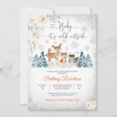 Invitation à la Baby Shower Forêt d'Hiver (Devant)