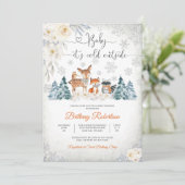 Invitation à la Baby Shower Forêt d'Hiver (Debout devant)