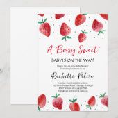 Invitation à la baby shower fraise (Devant / Derrière)
