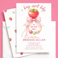 Invitation à la Baby Shower Fraise Sucrée