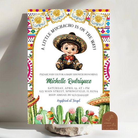 Invitation à la baby shower garçon Muchacho Fiesta