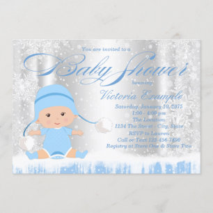 Invitation à la Baby Shower Garçon Winter Wonderla