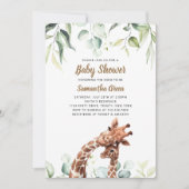 Invitation à la Baby Shower Greenery Giraffe (Devant)