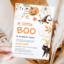 Invitation à la Baby Shower Halloween Little Boo
