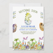 Invitation à la baby shower Hatching Soon roar (Devant)