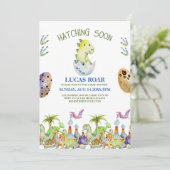 Invitation à la baby shower Hatching Soon roar (Debout devant)