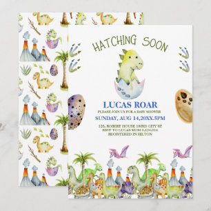 Invitation à la baby shower Hatching Soon roar