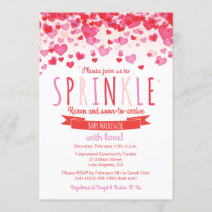 Invitation à la Baby Shower Heart Love Sprinkle