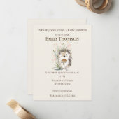 Invitation à la baby shower Hérisson de la forêt (Devant/Arrière en situation)