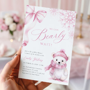Invitation à la Baby Shower Hivernale Rose Beary