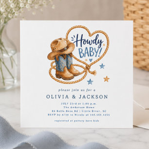 Invitation à la baby shower Howdy Baby Cowboy