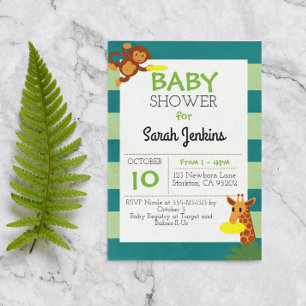 Invitation à la Baby Shower Jungle Frisbee