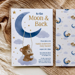 Invitation à la Baby Shower « Jusqu'à la Lune et R