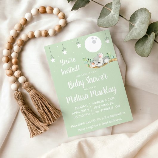 Invitation à la Baby Shower Koala Endormi