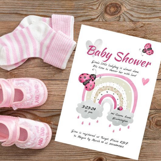 Invitation à la Baby Shower Ladybug