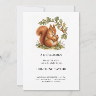 Invitation à la baby shower Little Acorn Woodland