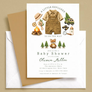 Invitation à la Baby Shower Little Explorer Woodla