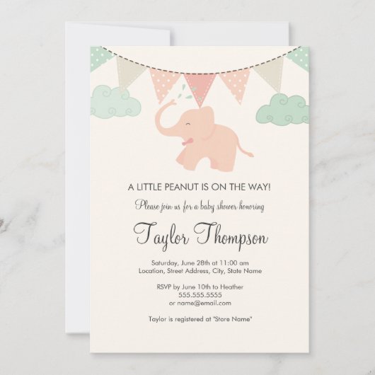 Invitation à la baby shower Little Peanut (Devant)
