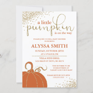 Invitation à la Baby Shower Little Pumpkin automne