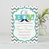 Invitation à la Baby Shower Moustache Oh Garçon (Debout devant)