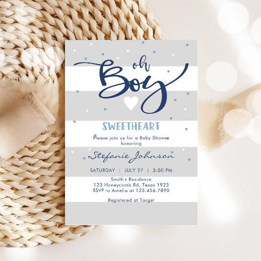 Invitation à la baby shower Oh Boy