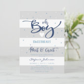 Invitation à la baby shower Oh Boy (Debout devant)