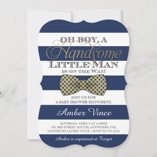 Invitation à la Baby Shower Oh Boy (Devant)